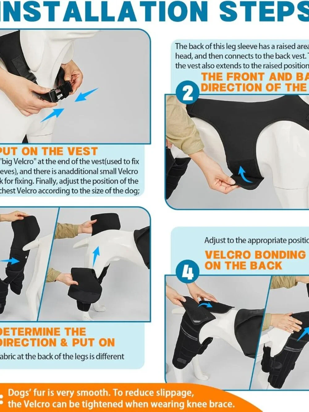 Dog Knee Brace for Torn Acl Hind Leg, 4 Stabilizers